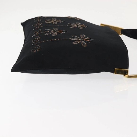 FENDI Shoulder Bag Nylon Black Gold Auth 148347 - Picture 6 of 16